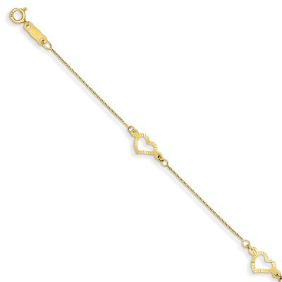 Fancy Heart Bracelet 7.25 Inch 14k Gold SF1578-7.25, MPN: SF1578-7.25, 883957411231