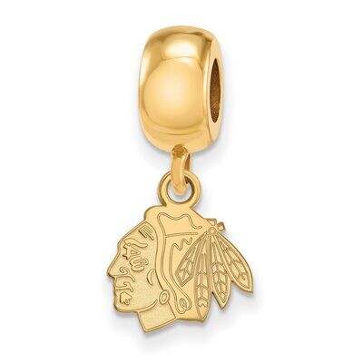 Chicago Blackhawks Bead Charm x-Small Dangle Gold-plated Silver GP030BLA, MPN: GP030BLA, 8867749333…