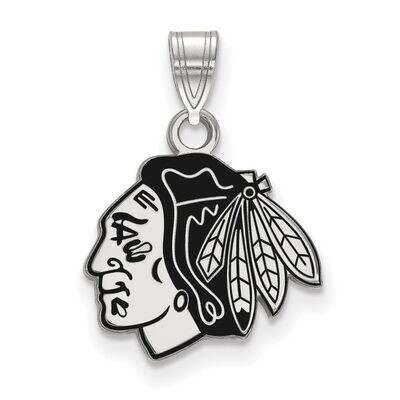 Chicago Blackhawks Small Enamel Pendant Sterling Silver SS028BLA, MPN: SS028BLA, 886774748122