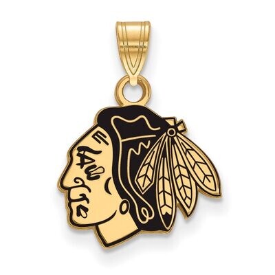 Chicago Blackhawks Small Enamel Pendant Gold-plated Silver GP028BLA, MPN: GP028BLA, 886774744070