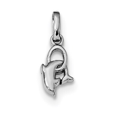 Dolphin Diving Hoop Charm Sterling Silver Rhodium-plated QC9267, MPN: QC9267,