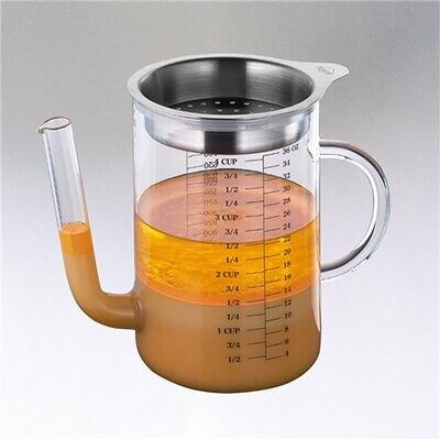 Frieling Gravy Separator Borosilicate Glass &amp; Stainless Steel Strainer 34 Fl. Oz. 6.2&quot; x 4.3&quot; K1012362800
