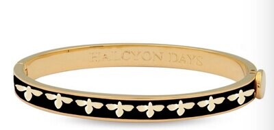 Halcyon Days 6mm Bee Black Gold Hinged Bangle Bracelet HBBEE0206G, MPN: HBBEE0206G,