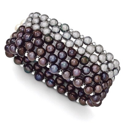 Black Grey 6-7mm Cultured Potato Pearl Stretch Blt Sterling Silver QH4801, MPN: QH4801, 886774201634