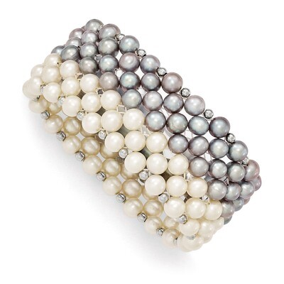 White Grey 6-7mm Cultured Potato Pearl Stretch Blt Sterling Silver QH4800, MPN: QH4800, 886774271569