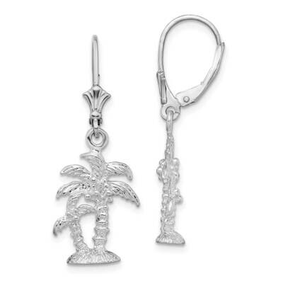 Palm Trees Leverback Earrings Sterling Silver Polished QE15584, MPN: QE15584, 637218183753