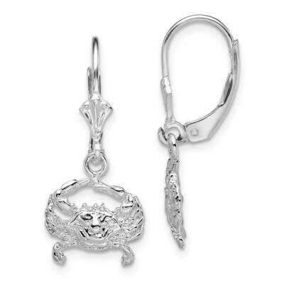Blue Crab Leverback Earrings Sterling Silver Polished QE15594, MPN: QE15594, 637218183425