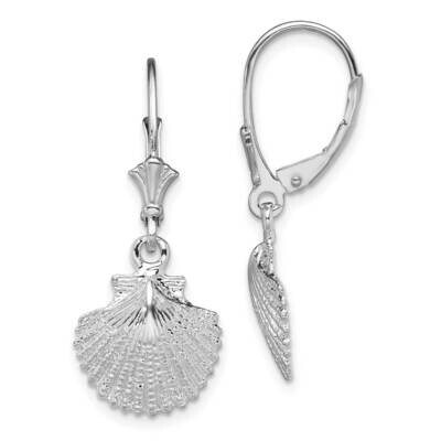 Scallop Shell Leverback Earrings Sterling Silver Polished QE15577, MPN: QE15577, 637218183562
