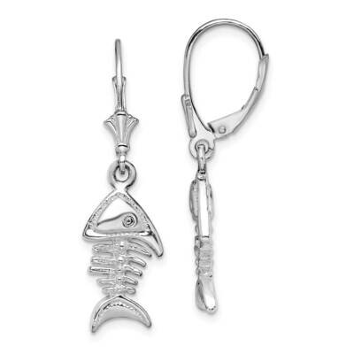 3D Fishbone Leverback Earrings Sterling Silver Polished QE15573, MPN: QE15573, 637218183456
