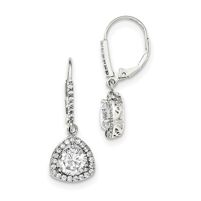 CZ Diamond Leverback Earrings Sterling Silver Polished QE12426, MPN: QE12426, 883957777030