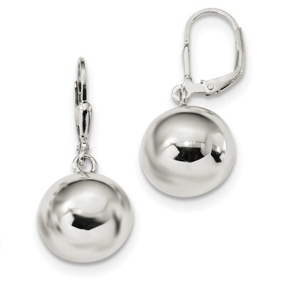 14mm Ball Dangle Leverback Earrings Sterling Silver QE13327, MPN: QE13327, 191101856716