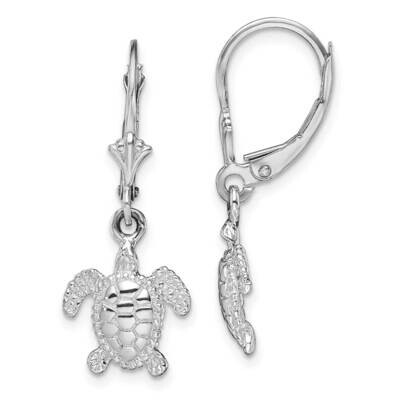 Mini Sea Turtle Leverback Earrings Sterling Silver Polished QE15557, MPN: QE15557, 637218183357