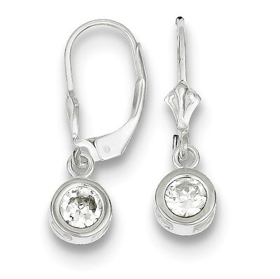 5mm Round Diamond Leverback Earrings Sterling Silver QE2040CZ, MPN: QE2040CZ, 883957048666