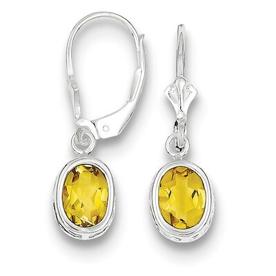 8x6mm Oval Citrine Leverback Earrings Sterling Silver QE2044CI, MPN: QE2044CI, 883957226330