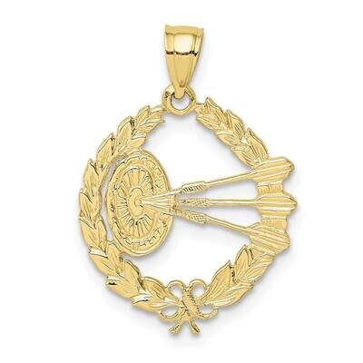 Dart Board and Darts In Leaf Design Charm 10k Gold 10C3570, MPN: 10C3570,
