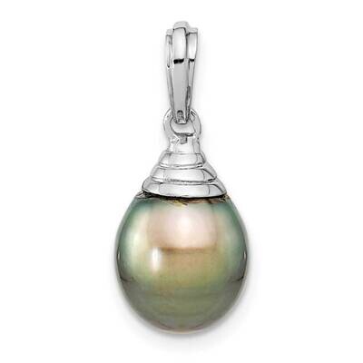 9-10mm Teardrop Black Saltwater Tahitian Pearl Pendant 14k White Gold XF759, MPN: XF759,