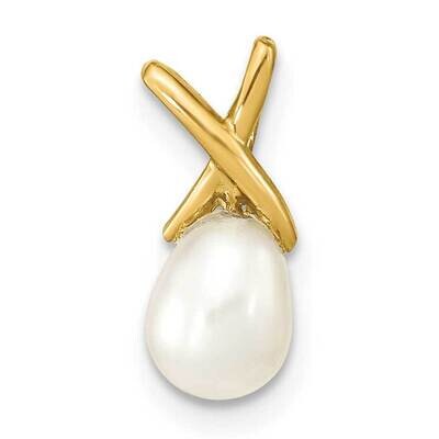 5-6mm Teardrop White Cultured Freshwater Pearl Pendant 14k Gold XF776, MPN: XF776,