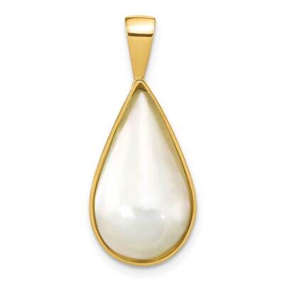 10X18 Teardrop White Saltwater Mabe Pearl Pendant 14k Gold XF789, MPN: XF789,