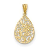 Small Filigree Teardrop Pendant 14K Gold Polished &amp; Textured YC1234, MPN: YC1234, 886774617343