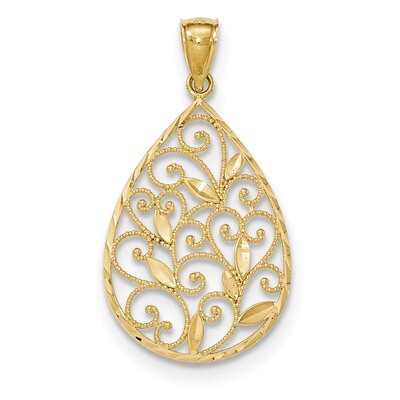 Filigree Teardrop Pendant 14K Gold Polished &amp; Textured K5280, MPN: K5280, 886774617336