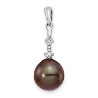 8-9mm Teardrop Saltwater Cultured Tahitian Pearl .04ct Dia. Pendant 14k White Gold XF735, MPN: XF73…