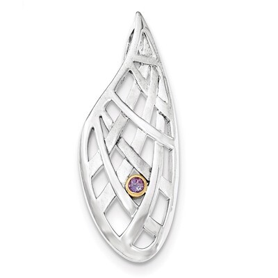 9k Gold Accent AM Teardrop Criss Cross Slide Pendant Sterling Silver QP4163