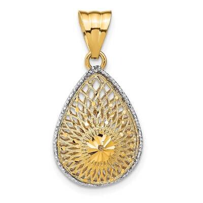 Leslie&#39;s Diamond-cut Filigree Teardrop Pendant 14k Gold Rhodium-plated HB-LF1366, MPN: LF1366, 1969…