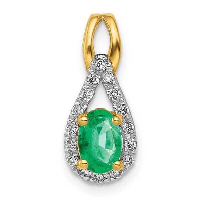 Teardrop Diamond &amp; Oval Emerald Pendant 14k Gold PM5283-EM-010-YA, MPN: PM5283-EM-010-YA, 883957450…
