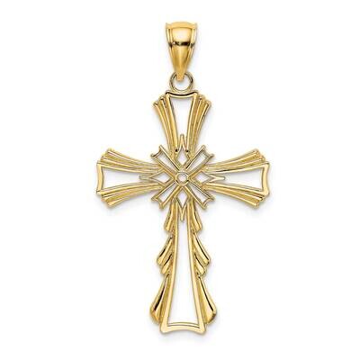 Teardrop Sides Cross Charm 14k Gold Cut-out K8341, MPN: K8341, 637218015986