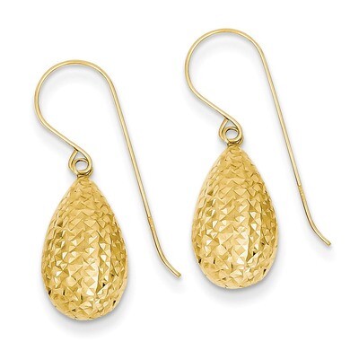 Puff Teardrop Earrings 14k Gold TL501, MPN: TL501, 883957006314