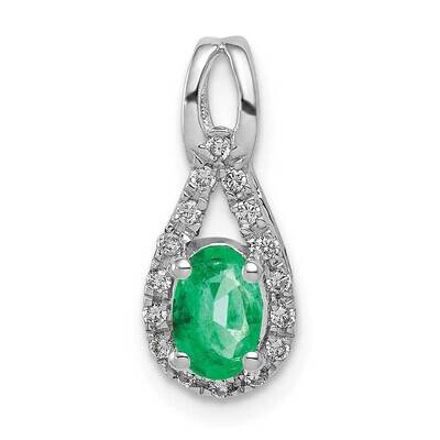 Teardrop Diamond &amp; Oval Emerald Pendant 14k White Gold PM5283-EM-010-WA, MPN: PM5283-EM-010-WA, 883…