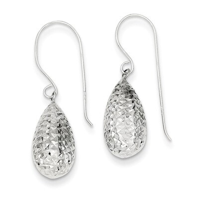 Puff Teardrop Earrings 14k White Gold TL500, MPN: TL500, 883957006352