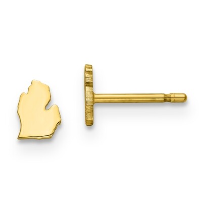 Michigan State Small Earrings Gold-plated on Silver Engravable XNE50GP-MI, MPN: XNE50GP-MI, 8867745…