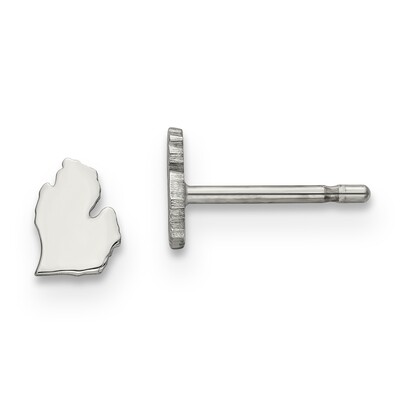 Michigan State Small Earrings 14k White Gold Engravable XNE50W-MI, MPN: XNE50W-MI, 886774758541