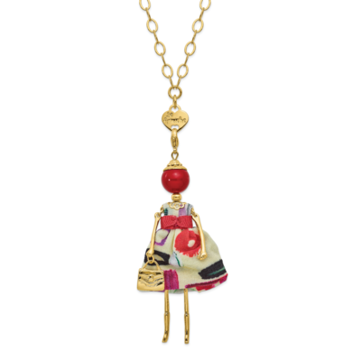 Rd Jade Muliti-colored Yellw Doll Charm with Chain Le Amiche Gold-tone by Jere, MPN: JDN123-31,