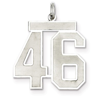 Pendant Number 46 Satin Sterling Silver Large QPP46, MPN: QPP46, 191101281853