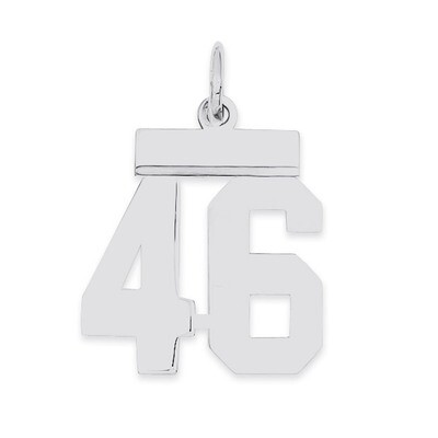 Pendant Number 46 Polished Sterling Silver Small QSS46, MPN: QSS46, 883957101385