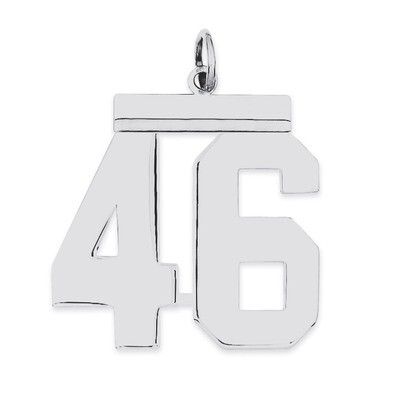 Charm Number 46 Polished Sterling Silver Large QPL46, MPN: QPL46, 191101280962