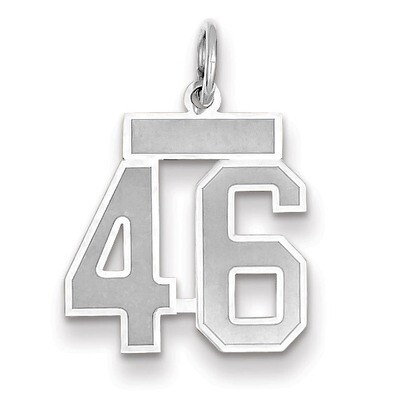 Number 46 Charm Small Satin 14k white Gold WSS46, MPN: WSS46, 883957071725