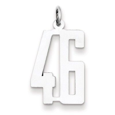 Charm Number 46 Elongated Pol Sterling Silver Small QES46, MPN: QES46, 191101190285