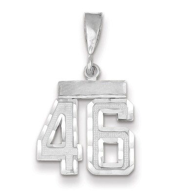 Number 46 Charm Small Diamond -cut 14k white Gold WSN46, MPN: WSN46, 883957114316