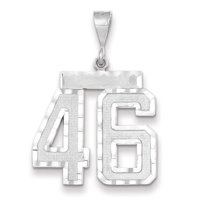 Number 46 Charm 14k white Gold Large Diamond -cut WLN46, MPN: WLN46, 883957124223