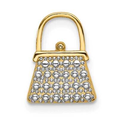 2-D Textured Polished Purse Charm 14k Gold Rhodium K9015, MPN: K9015, 637218169306