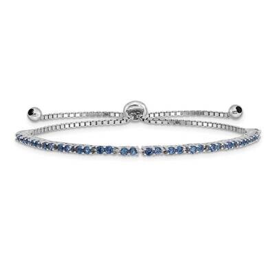 September Birthstone Blue CZ Diamond Adj Bracelet Sterling Silver Rhodium-plated QG4757SEP, MPN: QG…