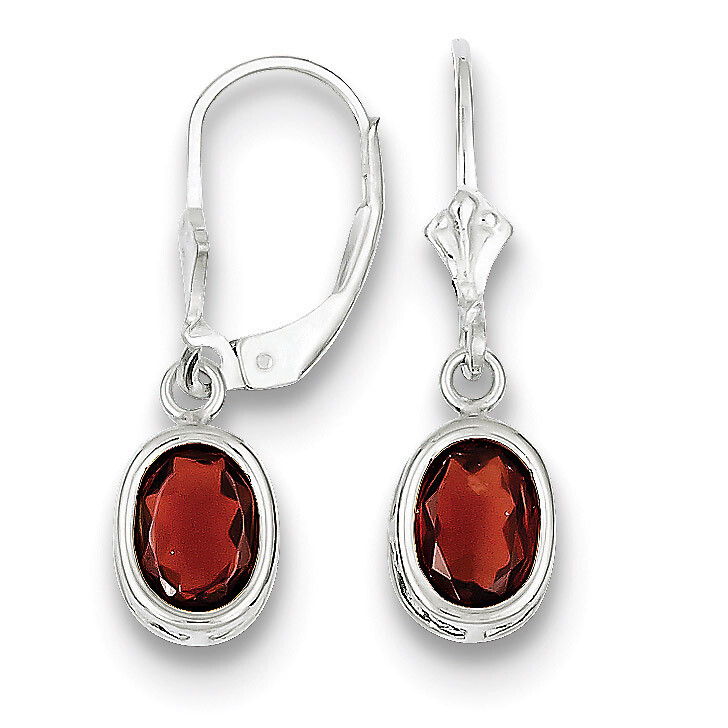 8x6mm Oval Garnet Leverback Earrings Sterling Silver QE2044GA, MPN: QE2044GA, 883957225753