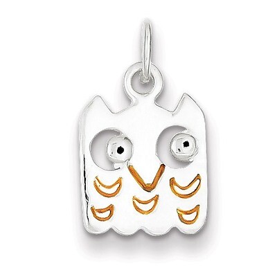 Yellow Enameled Owl Charm Sterling Silver QC7530, MPN: QC7530, 883957557298