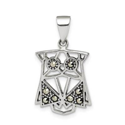Marcasite Owl Pendant Sterling Silver Antiqued QC9639, MPN: QC9639,