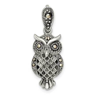 Marcasite Owl Pendant Sterling Silver Antiqued QP5651, MPN: QP5651,