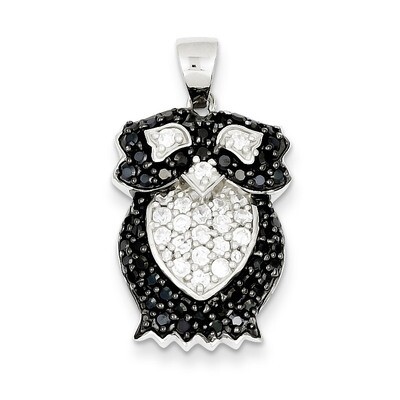 Black &amp; White Diamond Owl Pendant Sterling Silver QP2116, MPN: QP2116, 883957533537