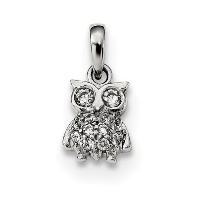 CZ Diamond Owl Pendant Sterling Silver QC9330, MPN: QC9330, 886774099033